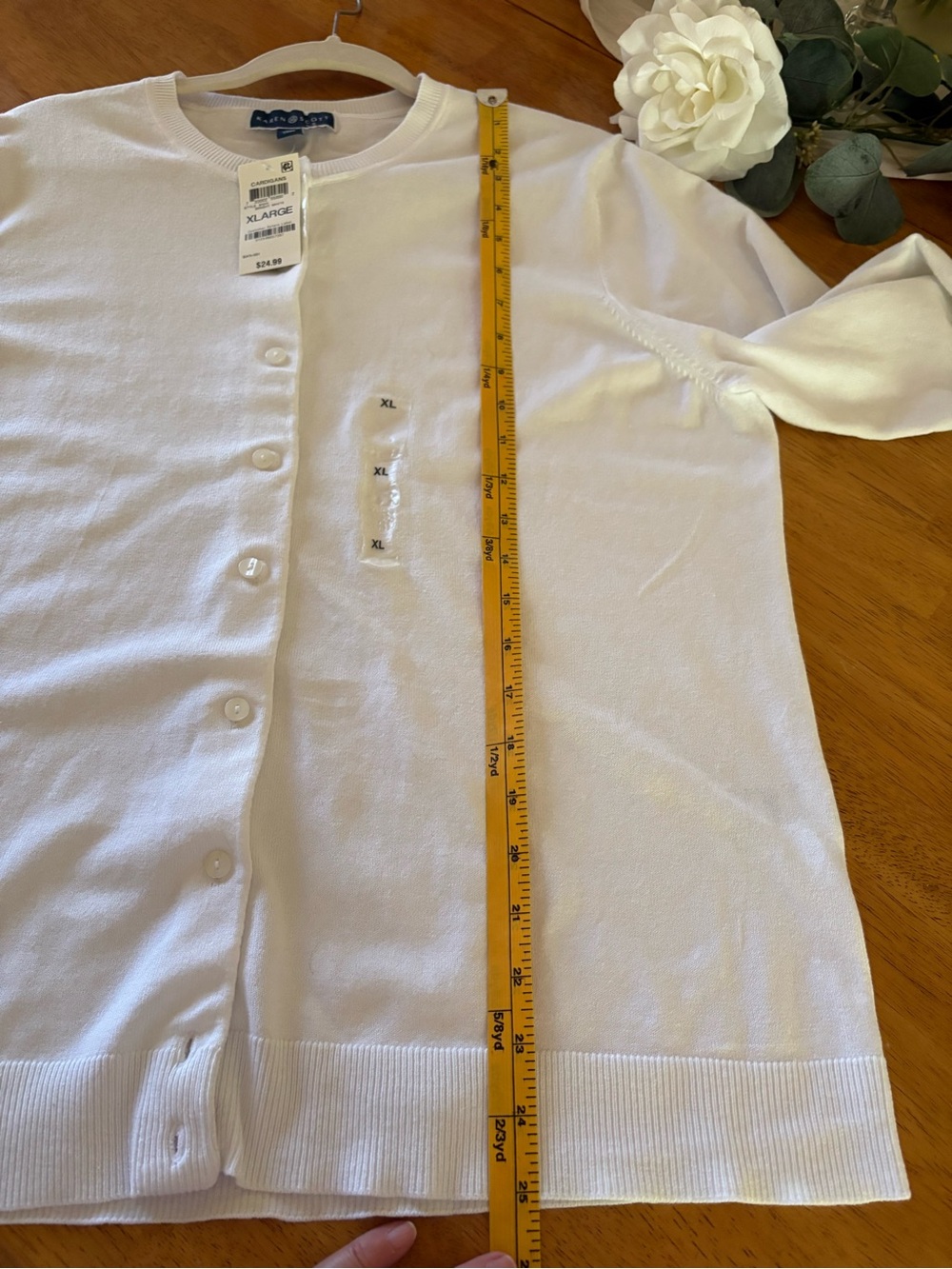 Karen Scott White Crewneck Button-Front Cardigan - Women - Picture 9 of 10